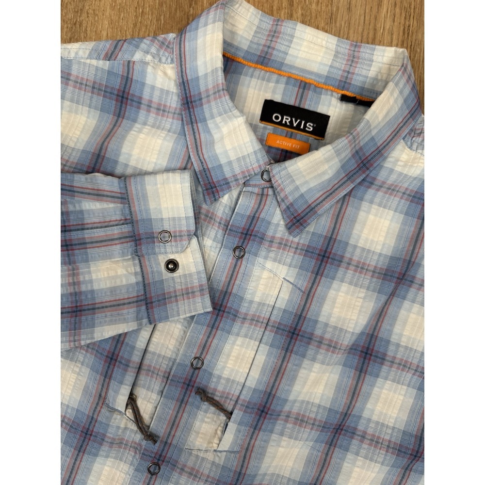 Orvis Active Fit Plaid Button Down Fishing Shirt Long Sleeve Size L